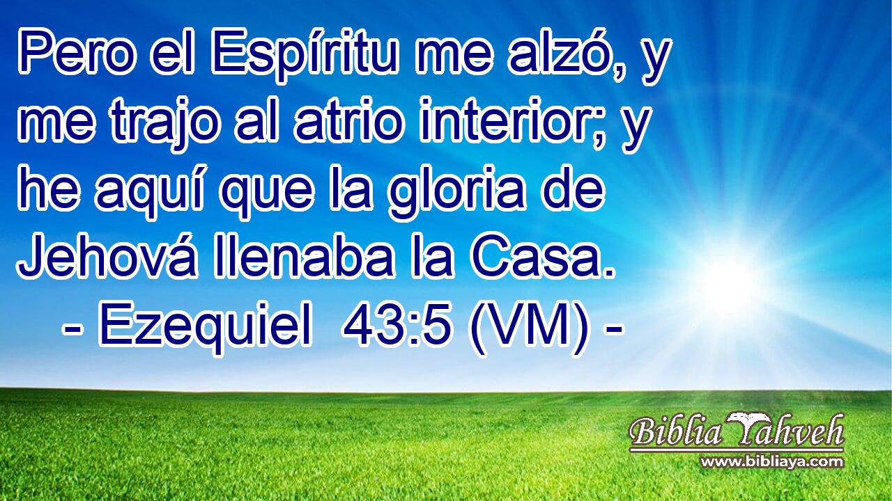  Pero el Espíritu me alzó, y me trajo al atrio interior; y he aquí que la gloria de Jehová llenaba la Casa. 