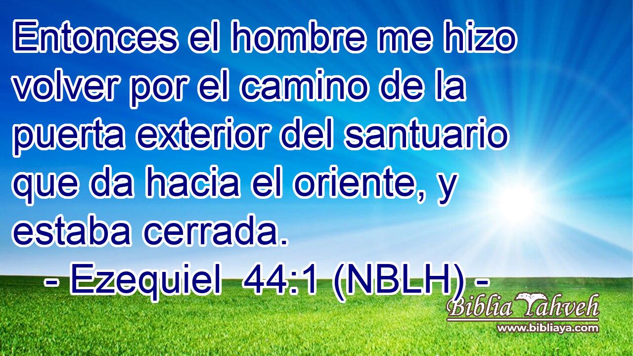  Entonces el hombre me hizo volver por el camino de la puerta exterior del santuario que da hacia el oriente, y estaba cerrada. 