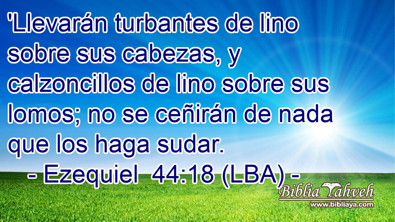 'Llevarán turbantes de lino sobre sus cabezas, y calzoncillos de lino sobre sus lomos; no se ceñirán de nada que los haga sudar.