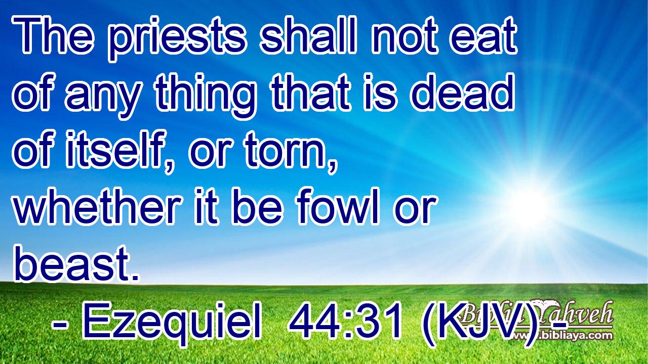 The priests shall not eat of any thing that is dead of itself, or torn, whether it be fowl or beast.