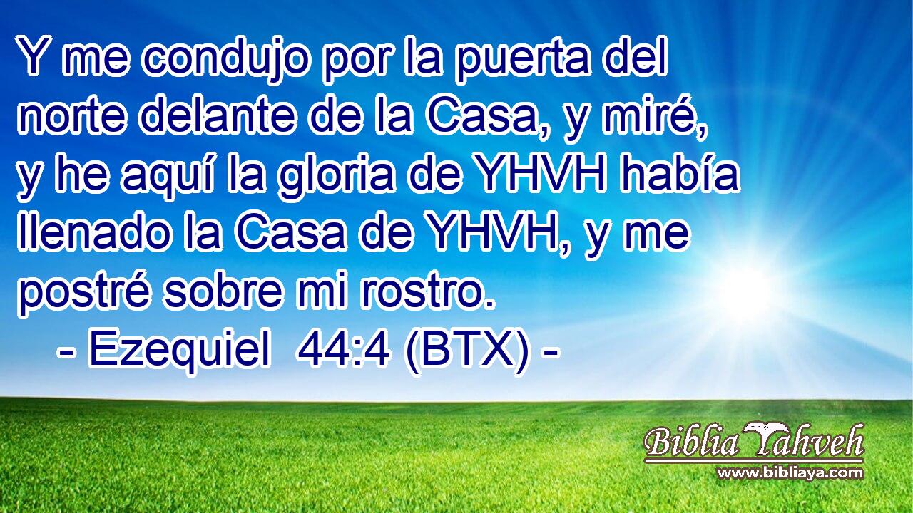 Y me condujo por la puerta del norte delante de la Casa, y miré, y he aquí la gloria de YHVH había llenado la Casa de YHVH, y me postré sobre mi rostro.