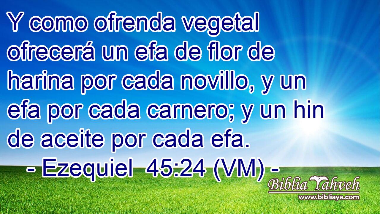  Y como ofrenda vegetal ofrecerá un efa de flor de harina por cada novillo, y un efa por cada carnero; y un hin de aceite por cada efa. 