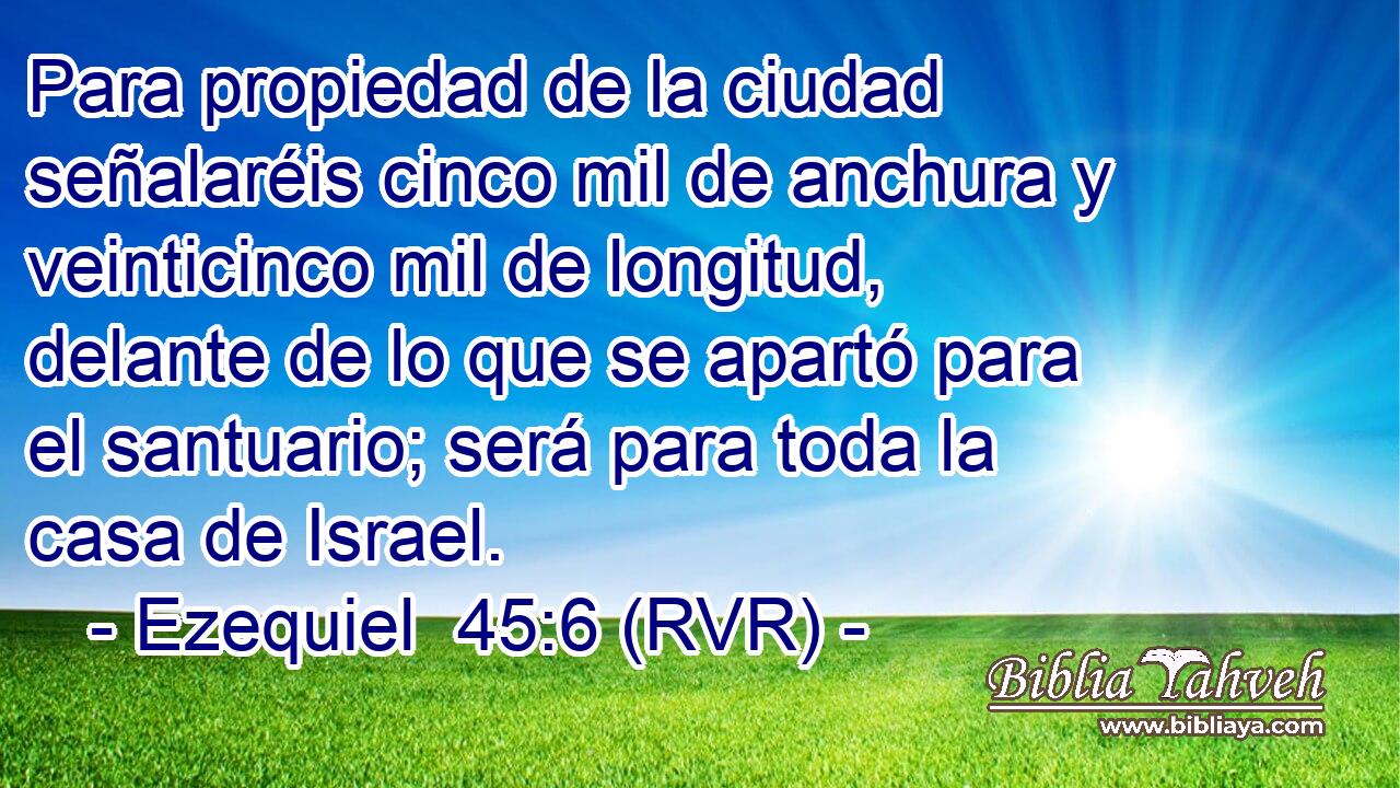 Para propiedad de la ciudad señalaréis cinco mil de anchura y veinticinco mil de longitud, delante de lo que se apartó para el santuario; será para toda la casa de Israel.