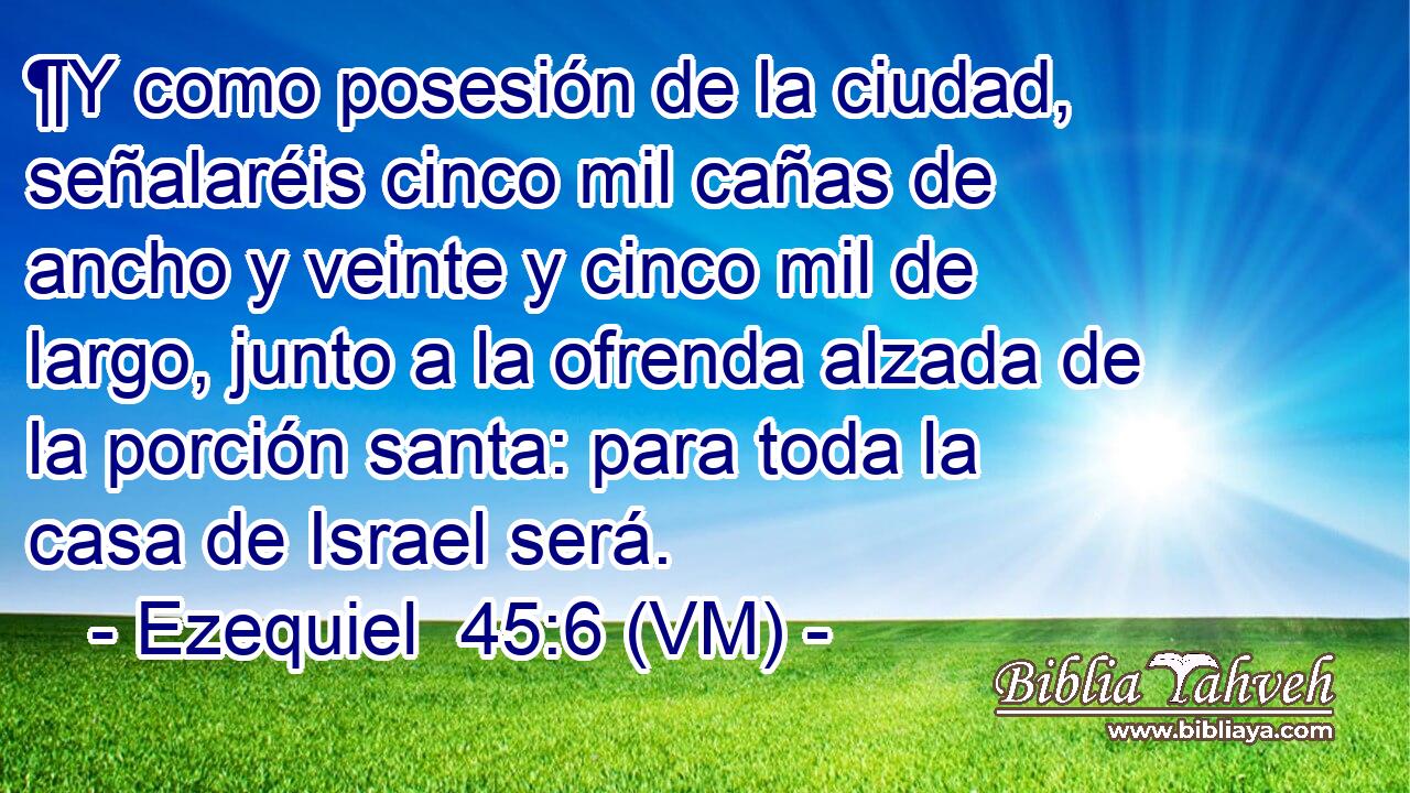  ¶Y como posesión de la ciudad, señalaréis cinco mil cañas de ancho y veinte y cinco mil de largo, junto a la ofrenda alzada de la porción santa: para toda la casa de Israel será. 
