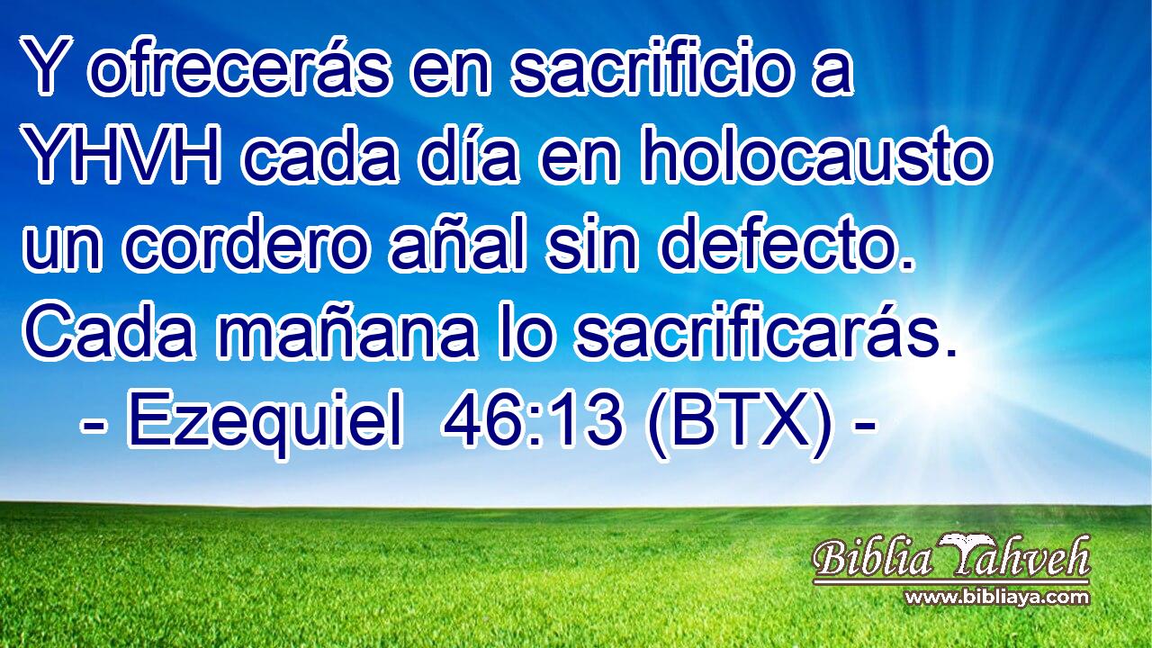 Y ofrecerás en sacrificio a YHVH cada día en holocausto un cordero añal sin defecto. Cada mañana lo sacrificarás.