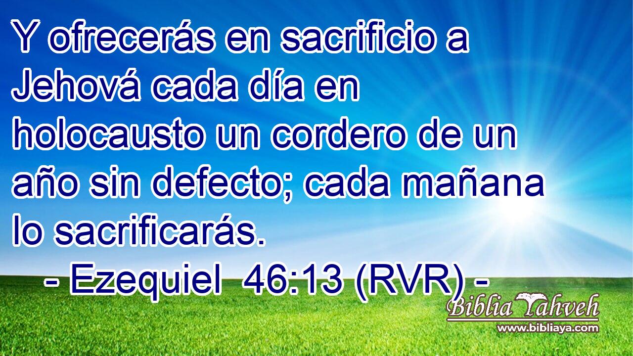 Y ofrecerás en sacrificio a Jehová cada día en holocausto un cordero de un año sin defecto; cada mañana lo sacrificarás.