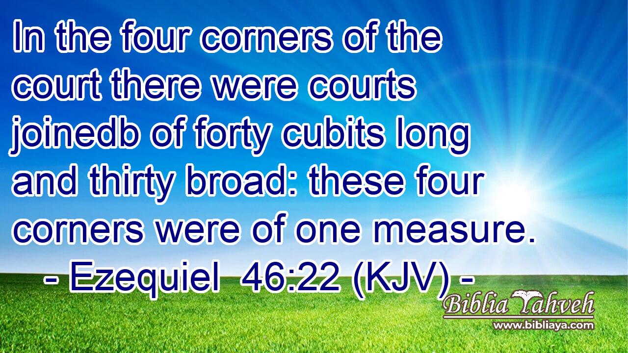 In the four corners of the court there were courts joinedb of forty cubits long and thirty broad: these four corners were of one measure.