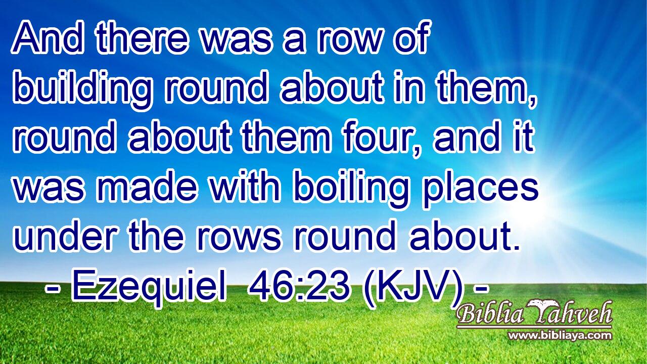 And there was a row of building round about in them, round about them four, and it was made with boiling places under the rows round about.