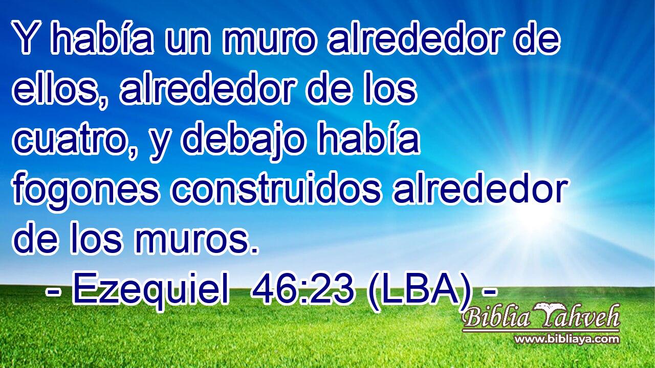 Y había un muro alrededor de ellos, alrededor de los cuatro, y debajo había fogones construidos alrededor de los muros.