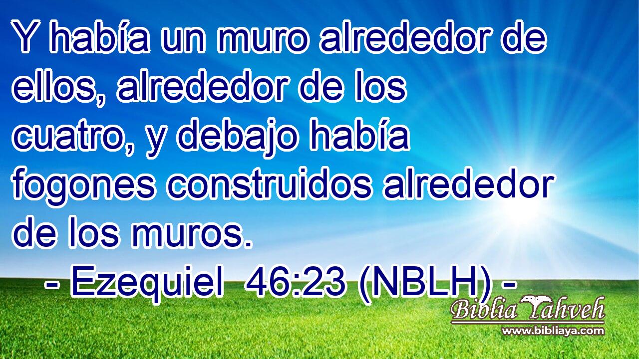  Y había un muro alrededor de ellos, alrededor de los cuatro, y debajo había fogones construidos alrededor de los muros. 