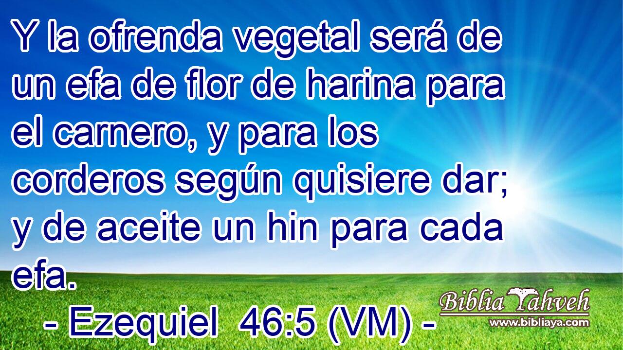  Y la ofrenda vegetal será de un efa de flor de harina para el carnero, y para los corderos según quisiere dar; y de aceite un hin para cada efa. 