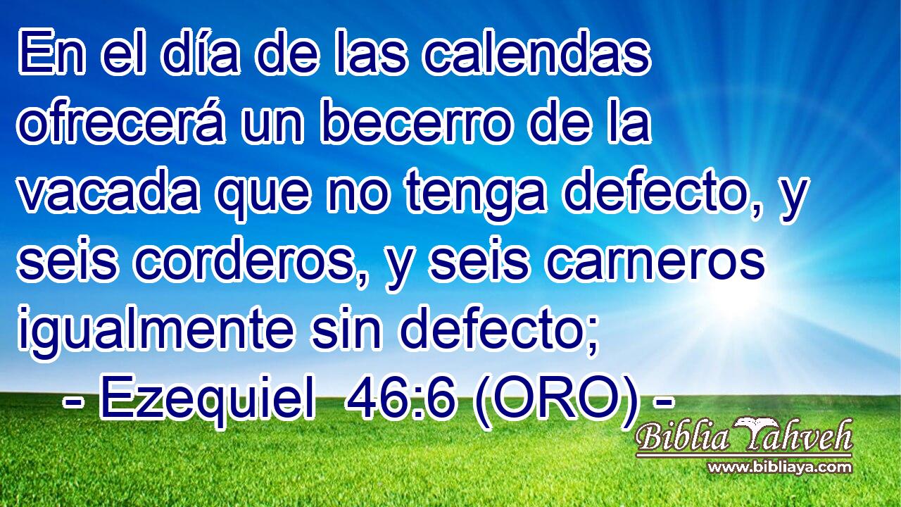  En el día de las calendas ofrecerá un becerro de la vacada que no tenga defecto, y seis corderos, y seis carneros igualmente sin defecto; 