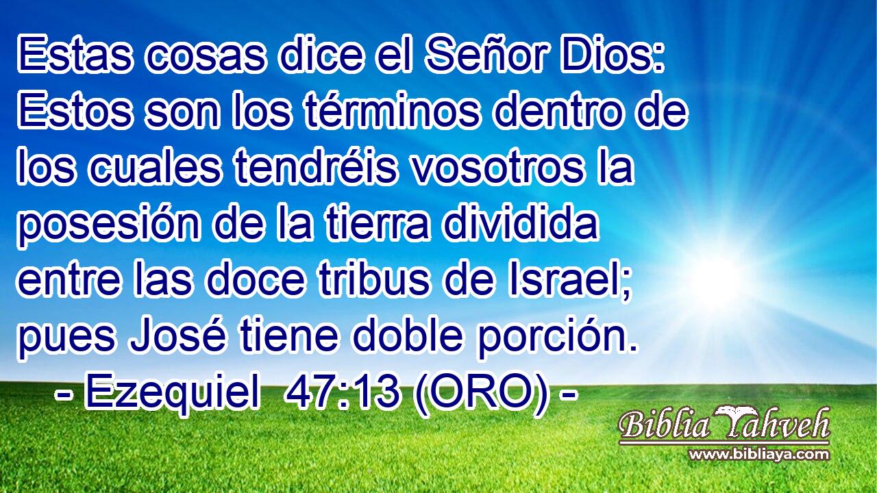  Estas cosas dice el Señor Dios: Estos son los términos dentro de los cuales tendréis vosotros la posesión de la tierra dividida entre las doce tribus de Israel; pues José tiene doble porción. 