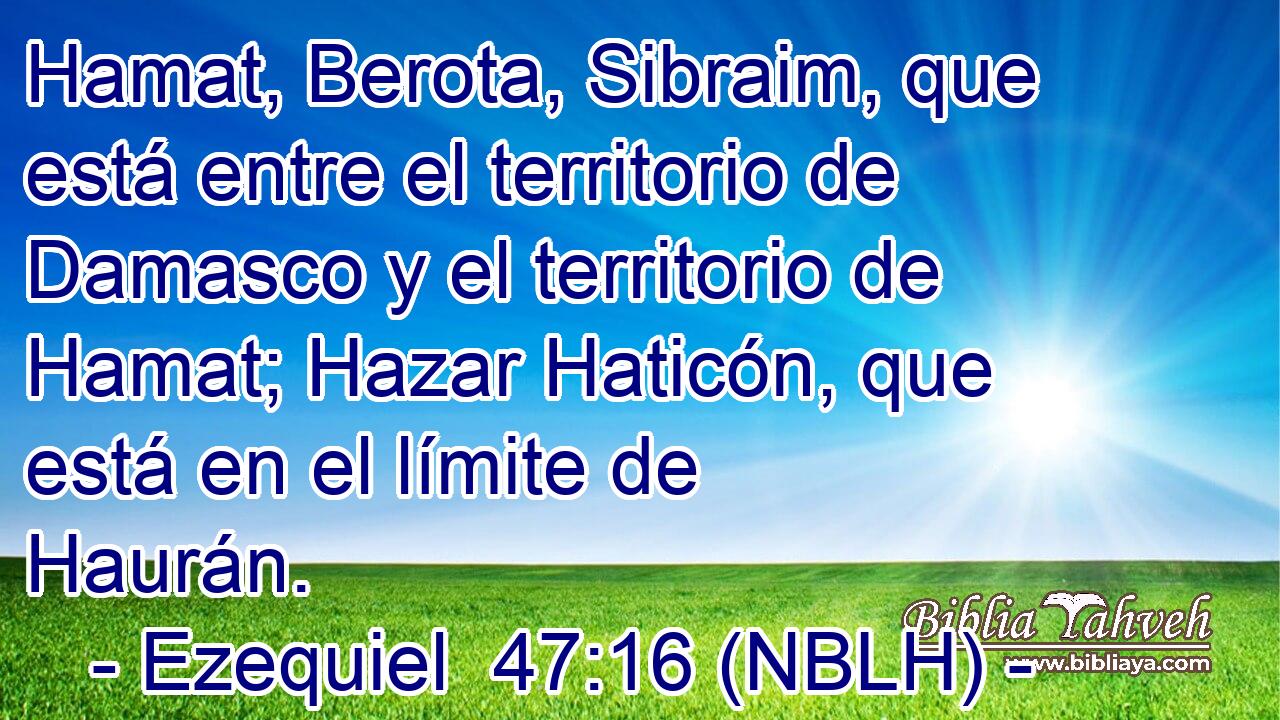  Hamat, Berota, Sibraim, que está entre el territorio de Damasco y el territorio de Hamat; Hazar Haticón, que está en el límite de Haurán. 