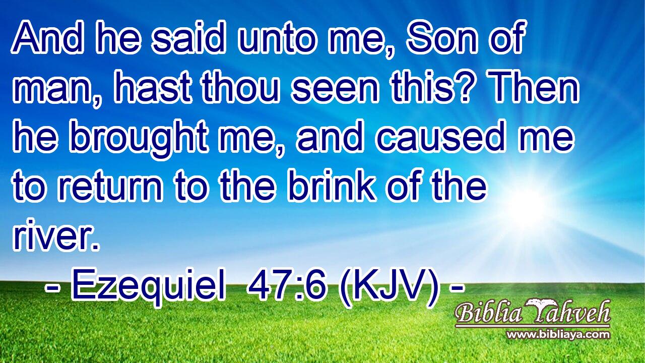 And he said unto me, Son of man, hast thou seen this? Then he brought me, and caused me to return to the brink of the river.