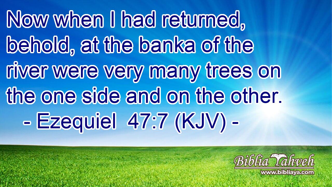 Now when I had returned, behold, at the banka of the river were very many trees on the one side and on the other.