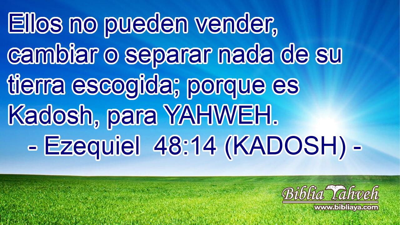  Ellos no pueden vender, cambiar o separar nada de su tierra escogida; porque es Kadosh, para YAHWEH. 