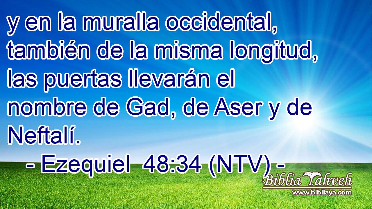 y en la muralla occidental, también de la misma longitud, las puertas llevarán el nombre de Gad, de Aser y de Neftalí.