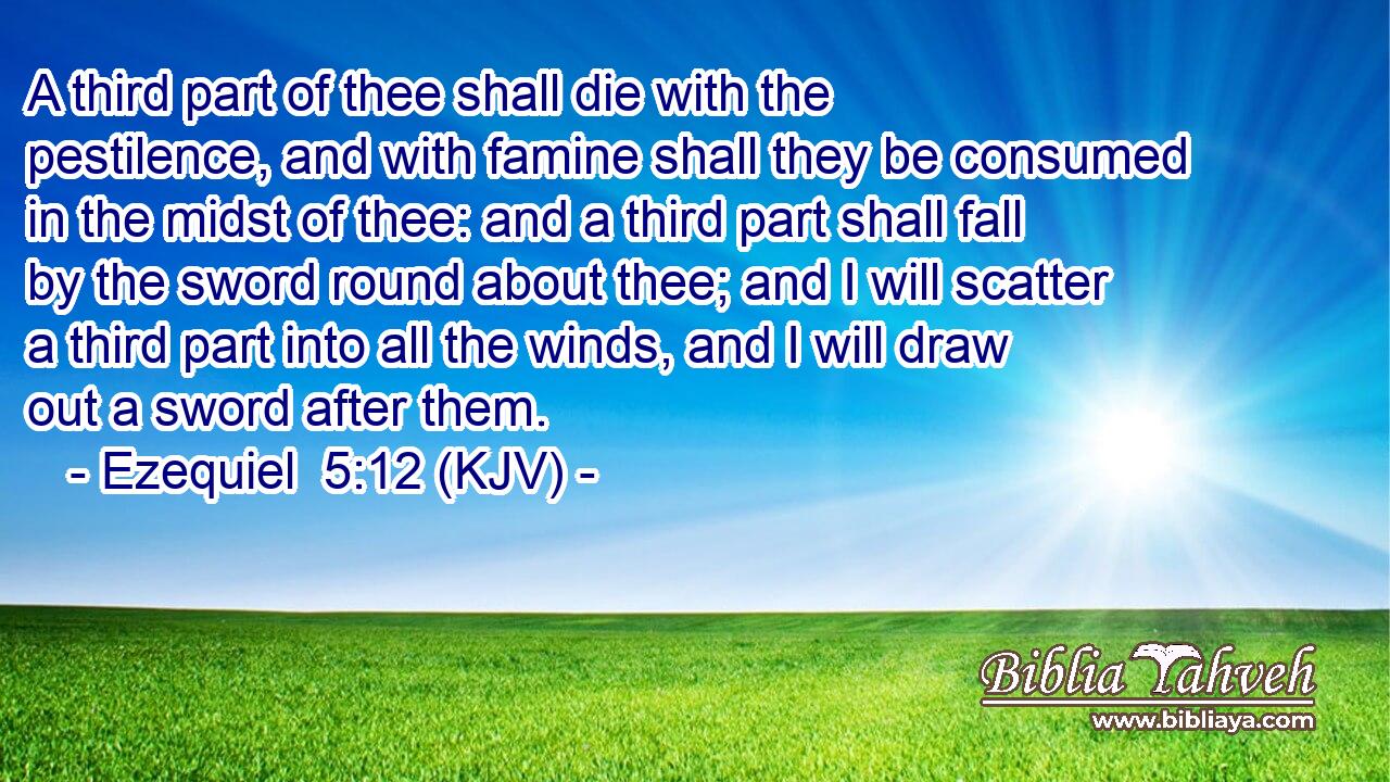 A third part of thee shall die with the pestilence, and with famine shall they be consumed in the midst of thee: and a third part shall fall by the sword round about thee; and I will scatter a third part into all the winds, and I will draw out a sword after them.