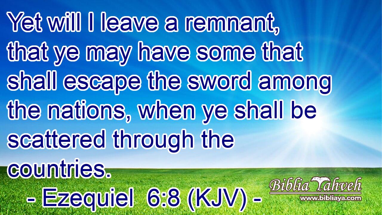 Yet will I leave a remnant, that ye may have some that shall escape the sword among the nations, when ye shall be scattered through the countries.