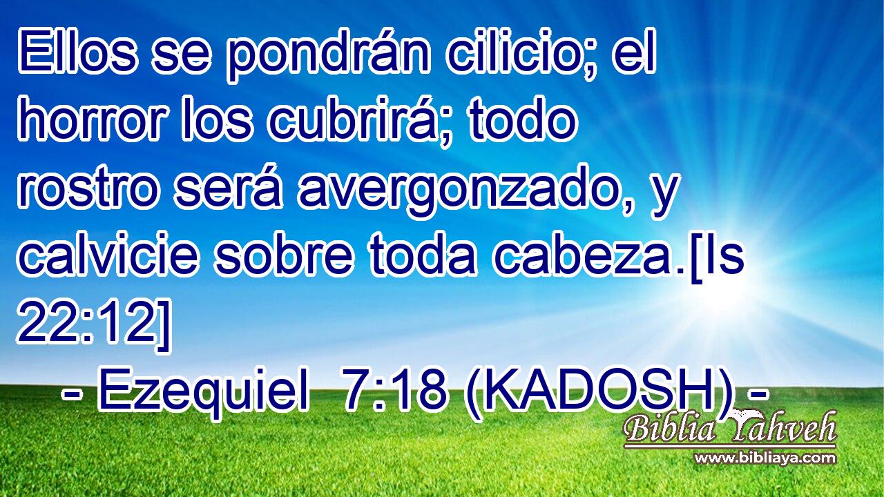  Ellos se pondrán cilicio; el horror los cubrirá; todo rostro será avergonzado, y calvicie sobre toda cabeza.[Is 22:12] 