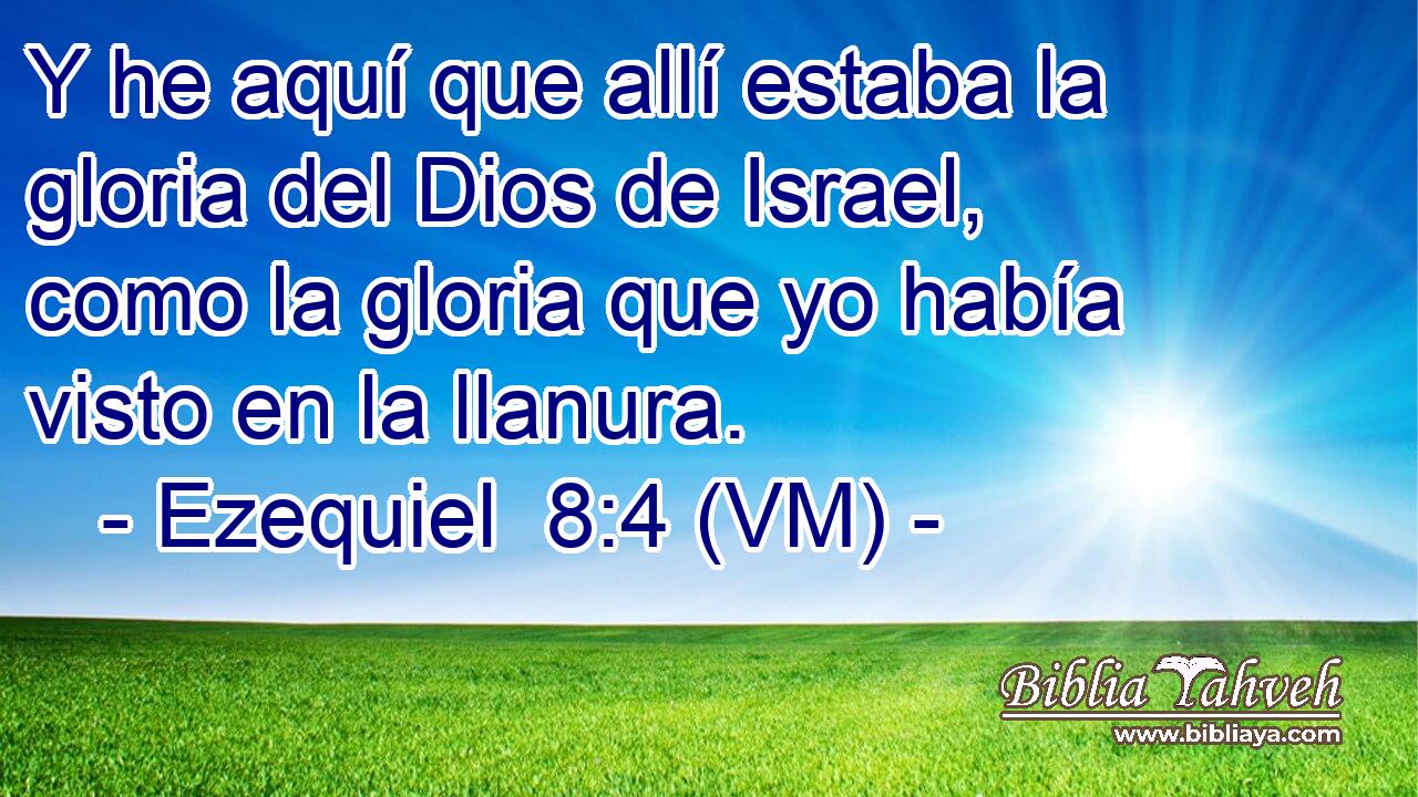  Y he aquí que allí estaba la gloria del Dios de Israel, como la gloria que yo había visto en la llanura. 