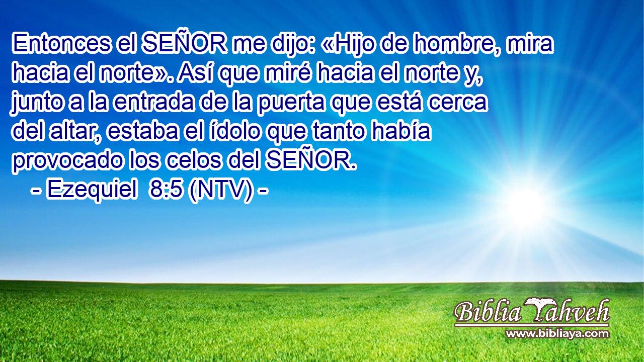 Entonces el SEÑOR me dijo: «Hijo de hombre, mira hacia el norte». Así que miré hacia el norte y, junto a la entrada de la puerta que está cerca del altar, estaba el ídolo que tanto había provocado los celos del SEÑOR.
