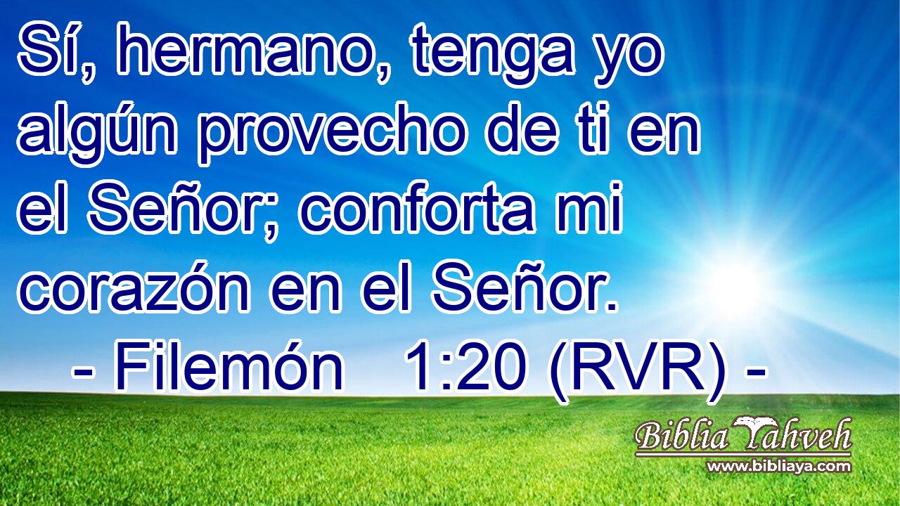 Sí, hermano, tenga yo algún provecho de ti en el Señor; conforta mi corazón en el Señor.