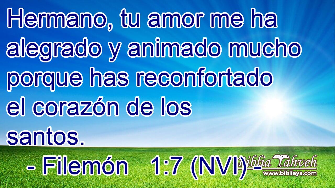  Hermano, tu amor me ha alegrado y animado mucho porque has reconfortado el corazón de los santos. 