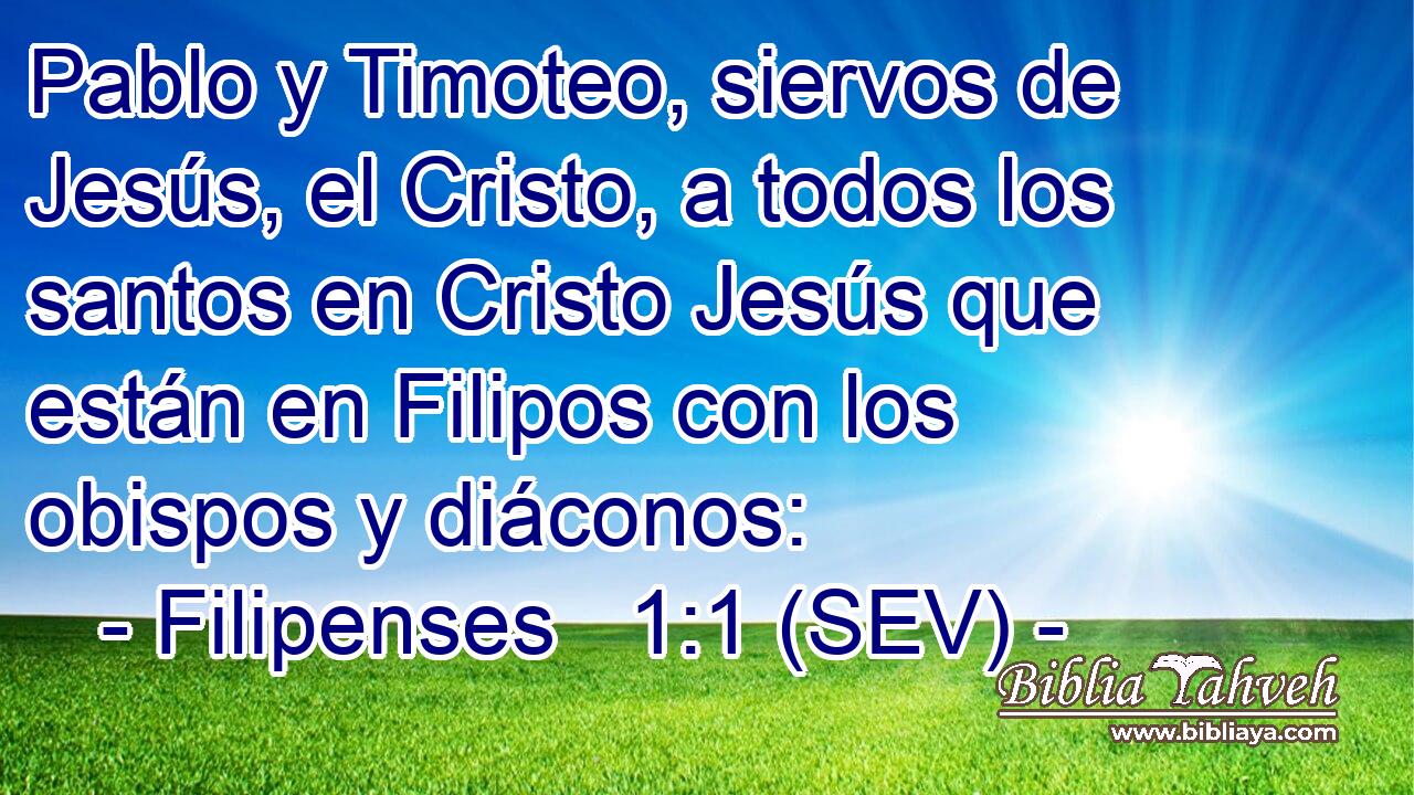 Pablo y Timoteo, siervos de Jesús, el Cristo, a todos los santos en Cristo Jesús que están en Filipos con los obispos y diáconos: