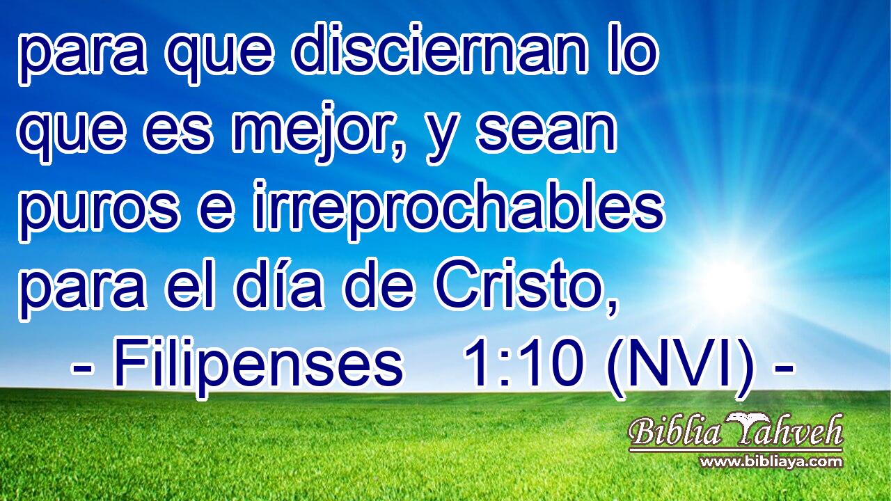  para que disciernan lo que es mejor, y sean puros e irreprochables para el día de Cristo, 