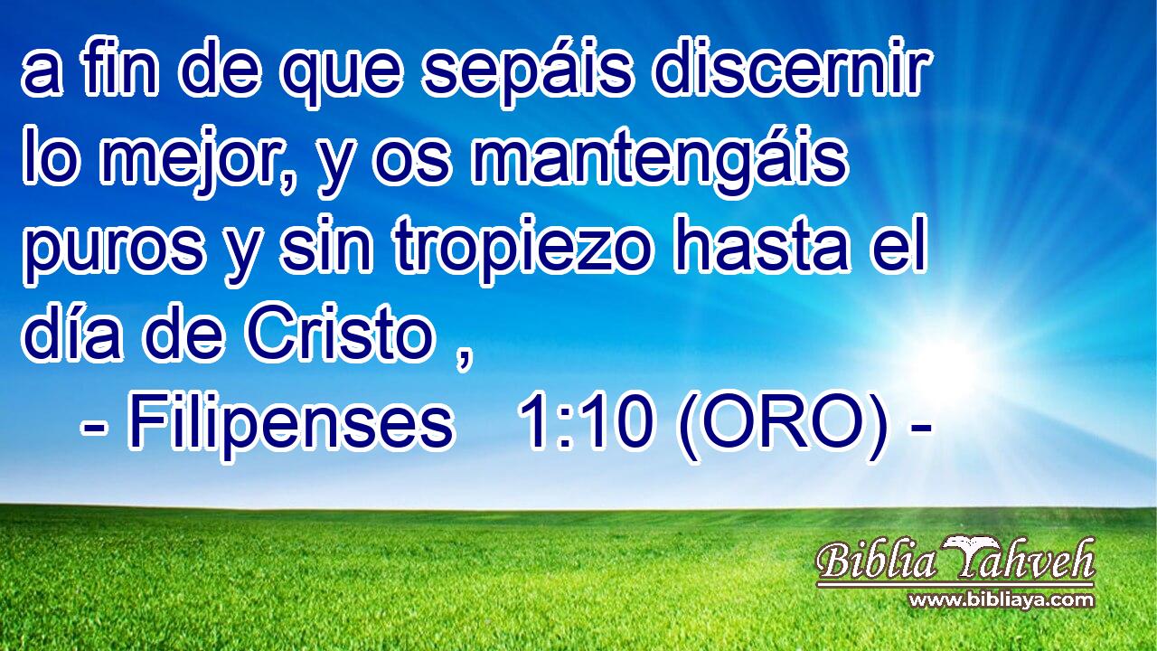  a fin de que sepáis discernir lo mejor, y os mantengáis puros y sin tropiezo hasta el día de Cristo , 