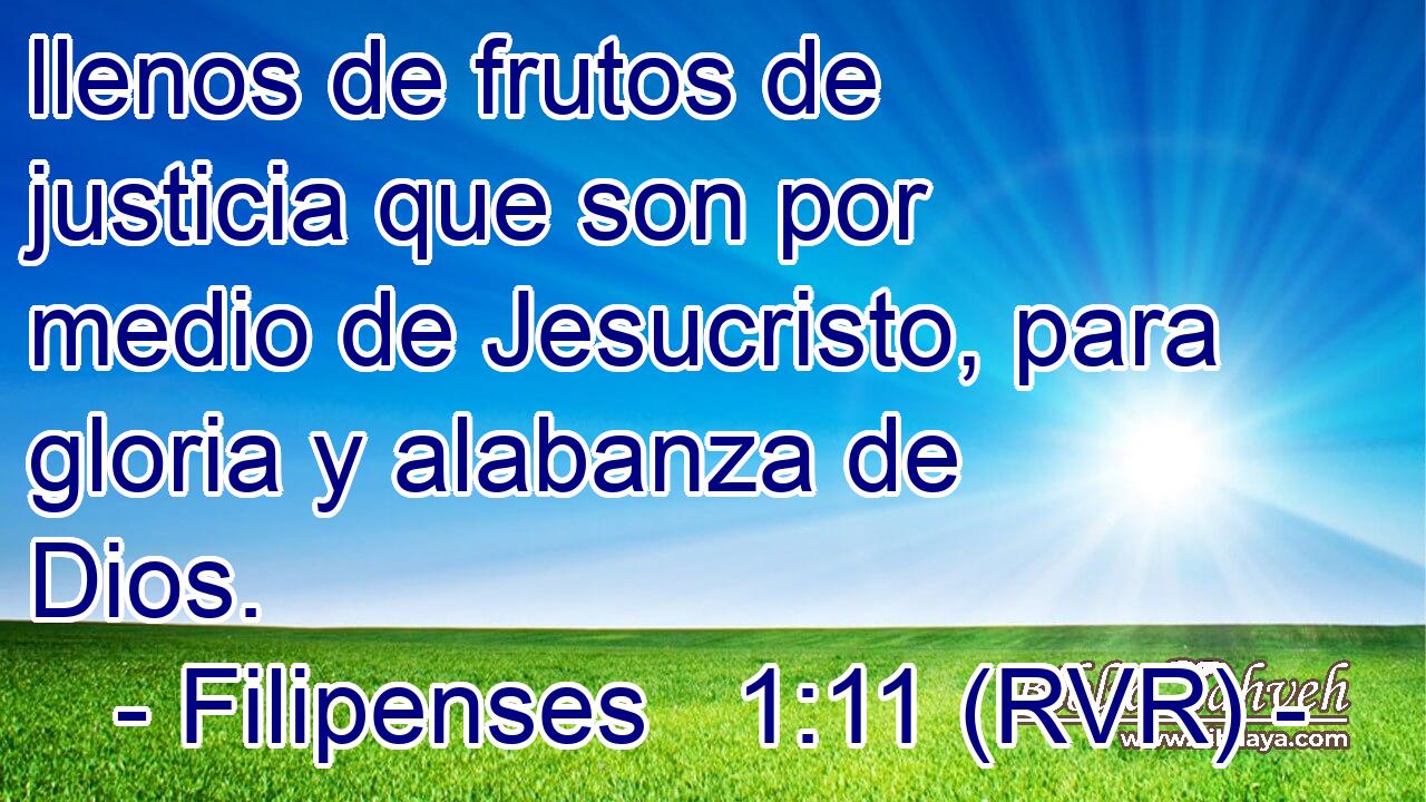 llenos de frutos de justicia que son por medio de Jesucristo, para gloria y alabanza de Dios.
