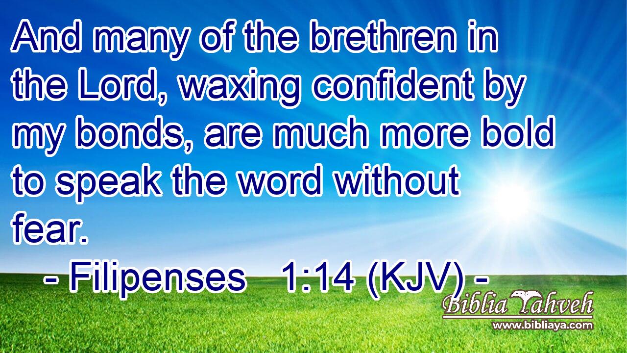 And many of the brethren in the Lord, waxing confident by my bonds, are much more bold to speak the word without fear.