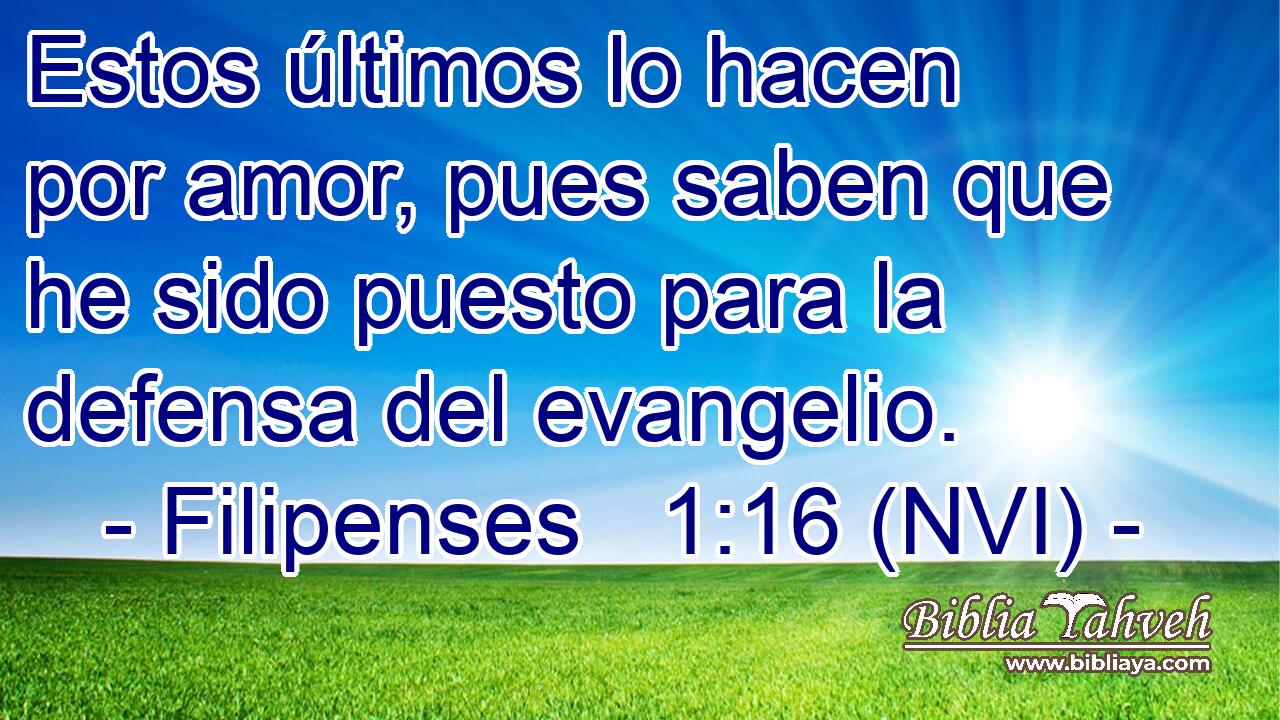  Estos últimos lo hacen por amor, pues saben que he sido puesto para la defensa del evangelio. 