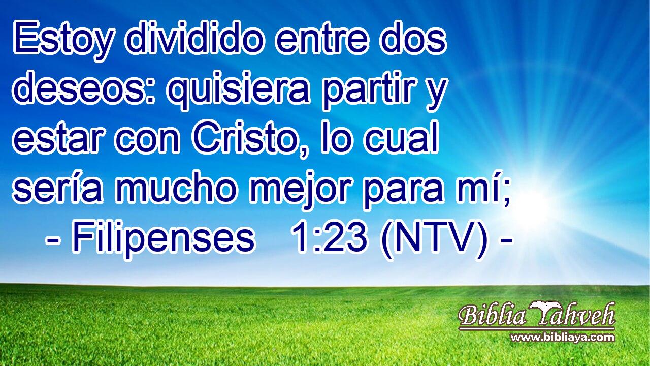 Estoy dividido entre dos deseos: quisiera partir y estar con Cristo, lo cual sería mucho mejor para mí;