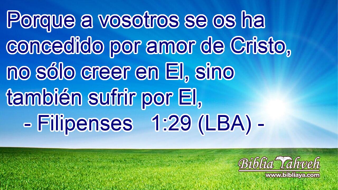 Porque a vosotros se os ha concedido por amor de Cristo, no sólo creer en El, sino también sufrir por El,