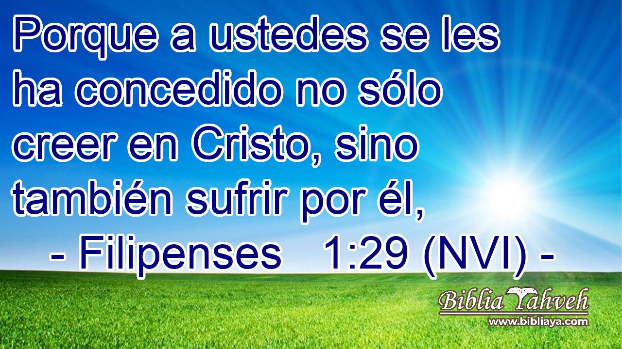  Porque a ustedes se les ha concedido no sólo creer en Cristo, sino también sufrir por él, 
