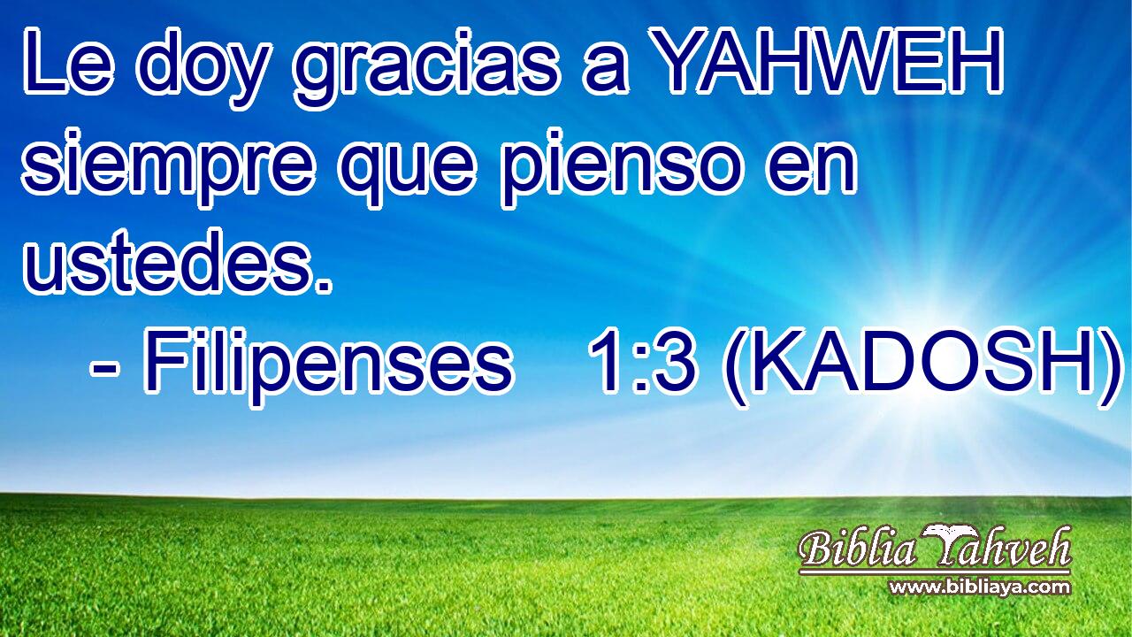  Le doy gracias a YAHWEH siempre que pienso en ustedes. 