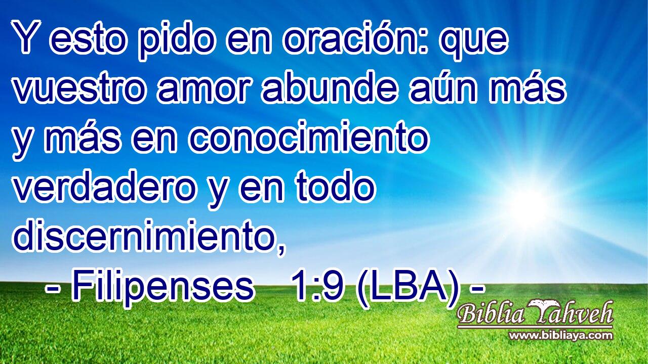 Y esto pido en oración: que vuestro amor abunde aún más y más en conocimiento verdadero y en todo discernimiento,
