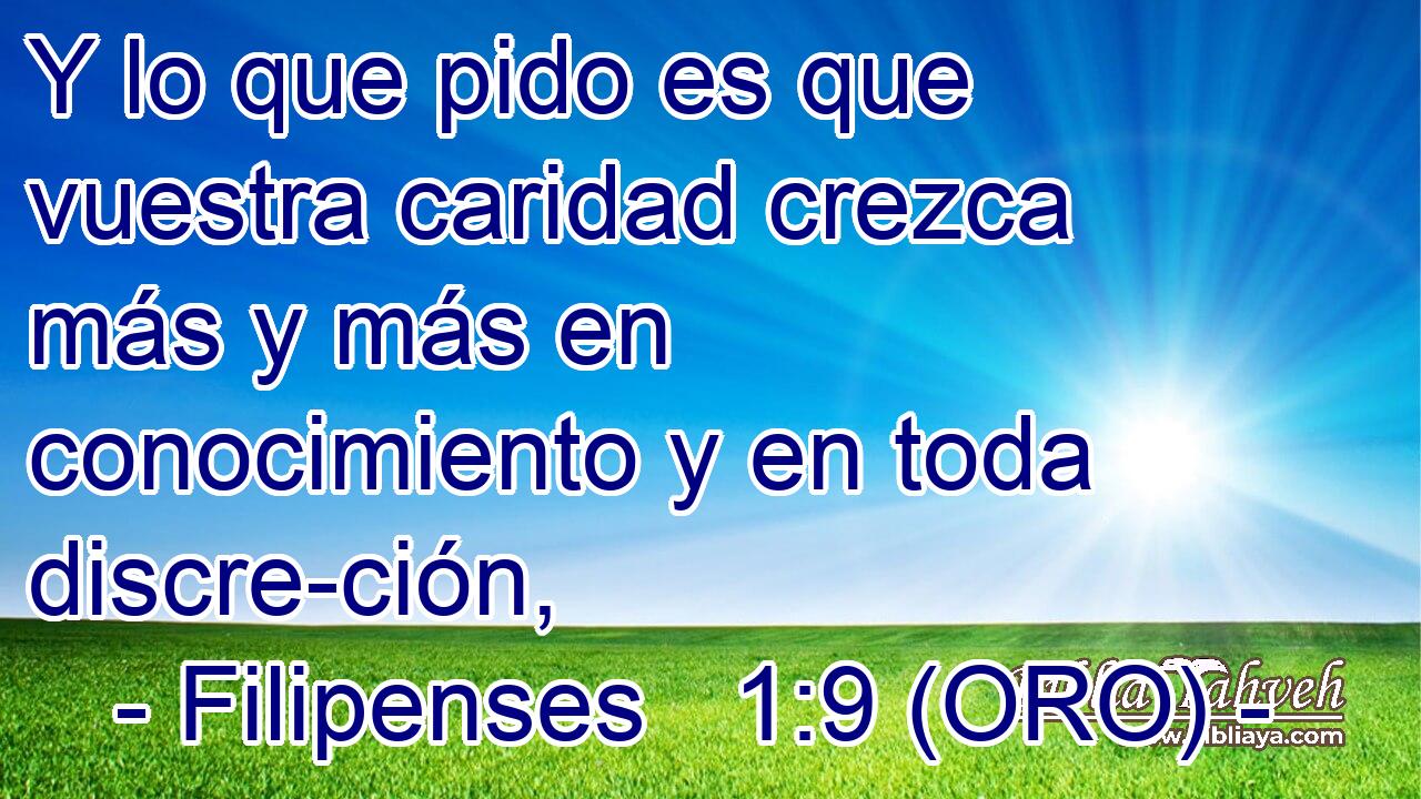  Y lo que pido es que vuestra caridad crezca más y más en conocimiento y en toda discre-ción, 