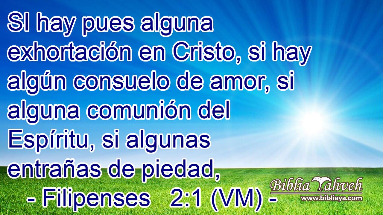  SI hay pues alguna exhortación en Cristo, si hay algún consuelo de amor, si alguna comunión del Espíritu, si algunas entrañas de piedad, 