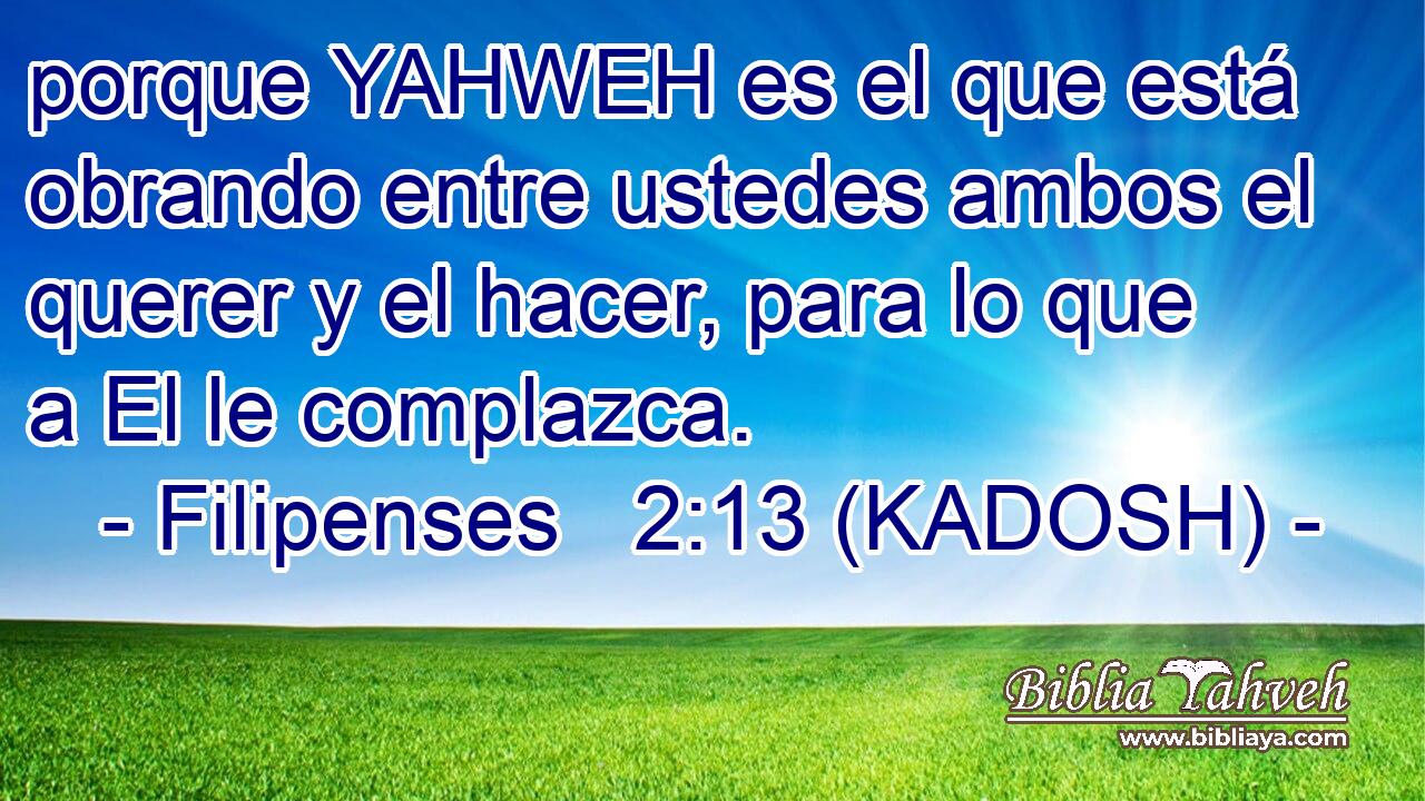  porque YAHWEH es el que está obrando entre ustedes ambos el querer y el hacer, para lo que a El le complazca. 