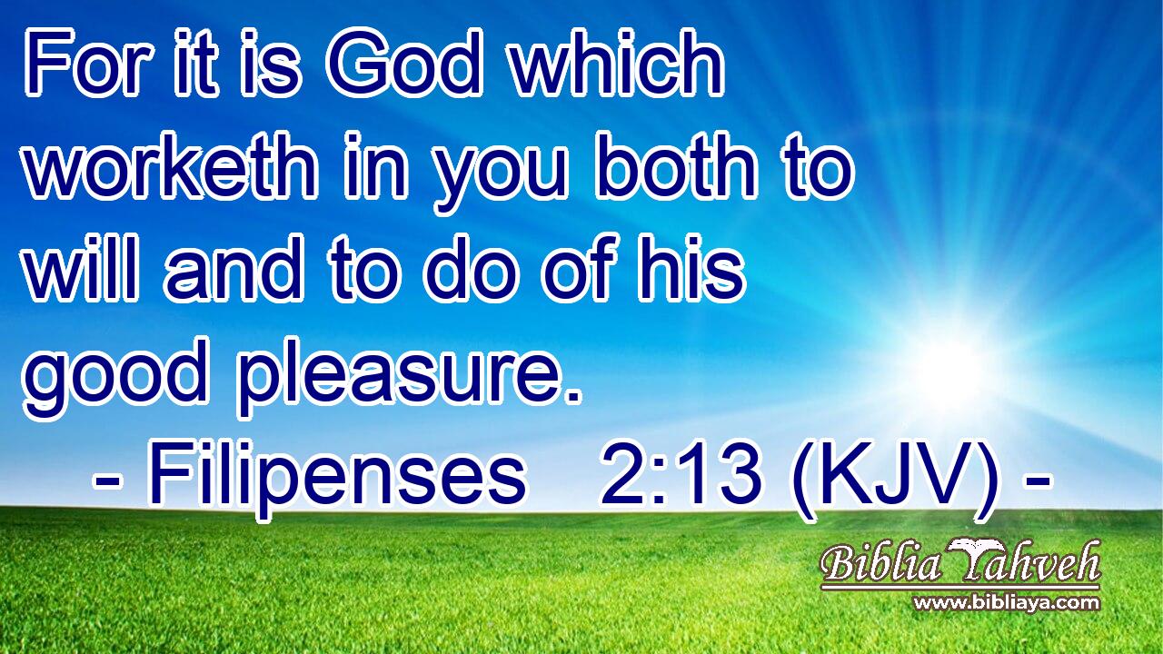 For it is God which worketh in you both to will and to do of his good pleasure.