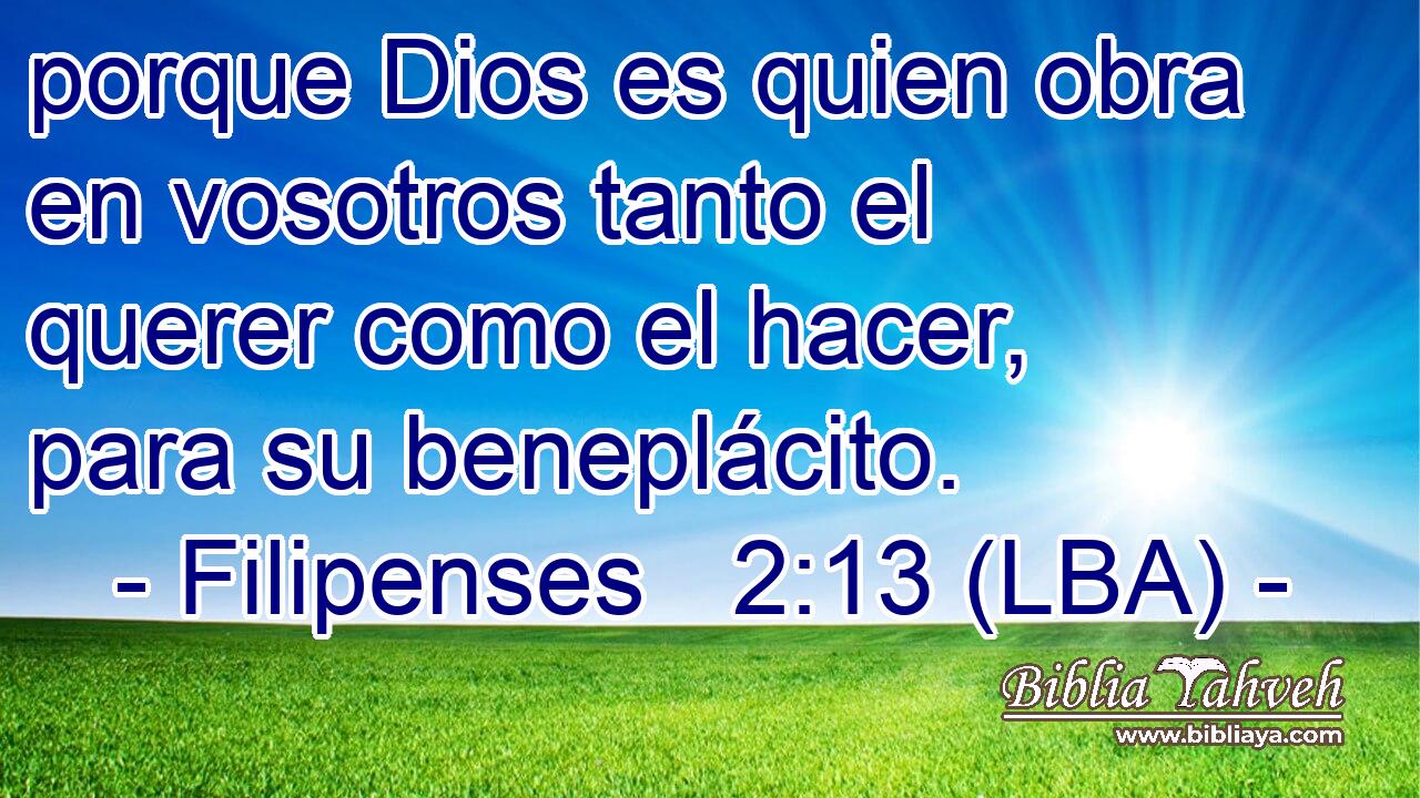 porque Dios es quien obra en vosotros tanto el querer como el hacer, para su beneplácito.