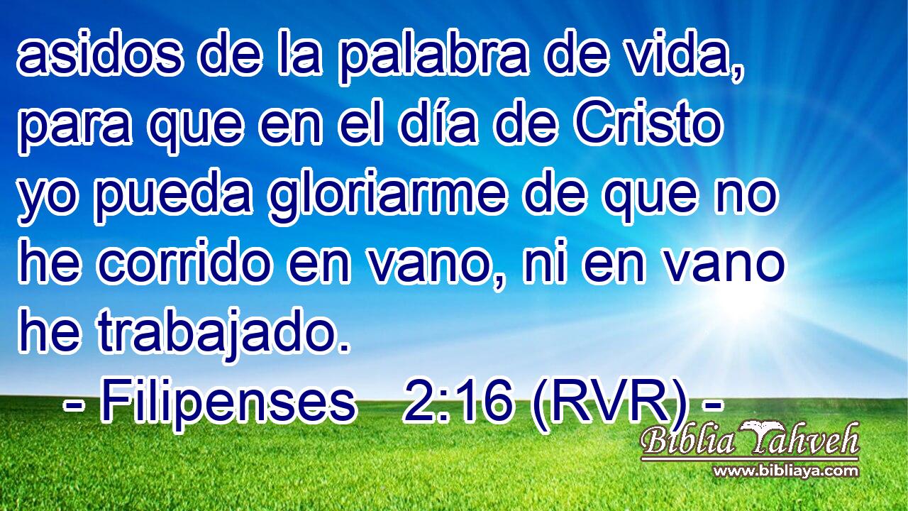 asidos de la palabra de vida, para que en el día de Cristo yo pueda gloriarme de que no he corrido en vano, ni en vano he trabajado.