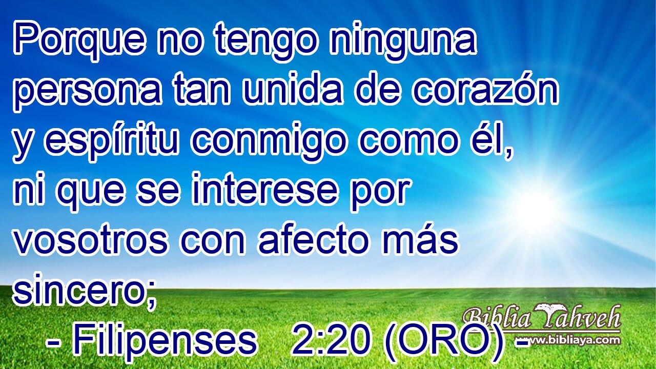  Porque no tengo ninguna persona tan unida de corazón y espíritu conmigo como él, ni que se interese por vosotros con afecto más sincero; 