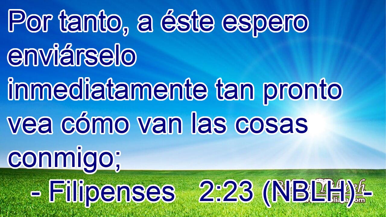  Por tanto, a éste espero enviárselo inmediatamente tan pronto vea cómo van las cosas conmigo; 