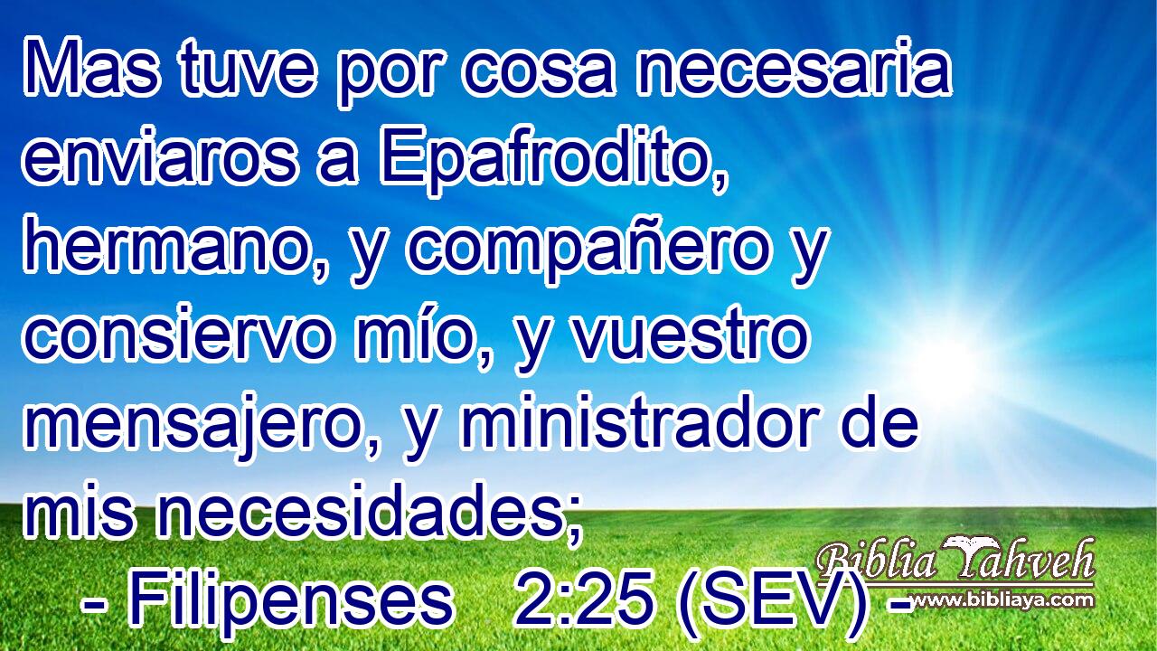Mas tuve por cosa necesaria enviaros a Epafrodito, hermano, y compañero y consiervo mío, y vuestro mensajero, y ministrador de mis necesidades;