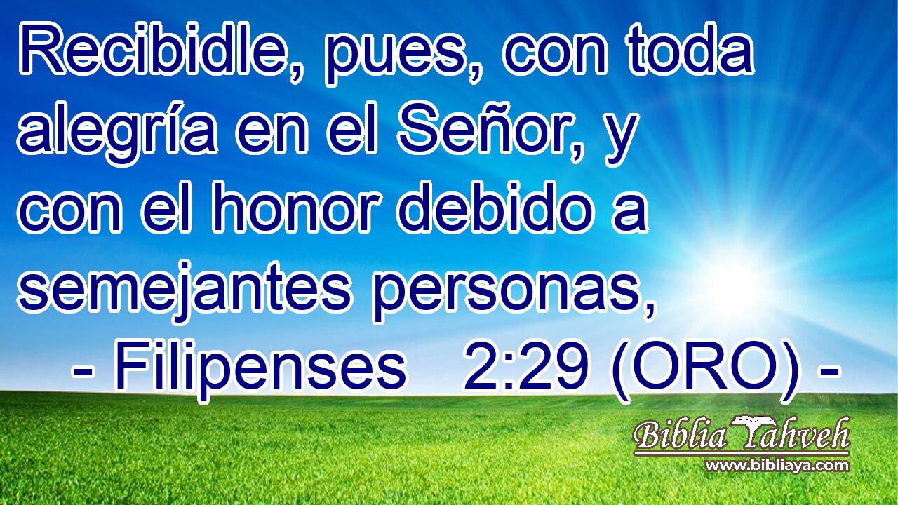  Recibidle, pues, con toda alegría en el Señor, y con el honor debido a semejantes personas, 